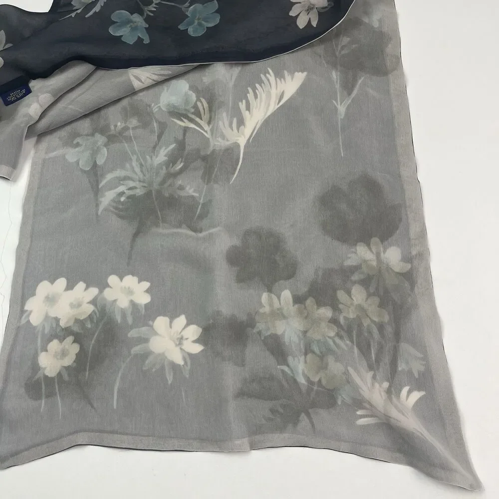 Vintage Chelsea Cambell 100% Silk Skinny Scarf Floral Old Money Hair Handbag